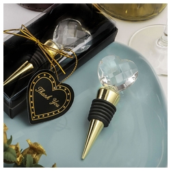 Crystal Gold Bottle Stopper With Crystal Heart Design