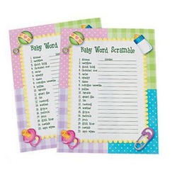"Baby Word Scramble" Baby Shower Game (24 players)