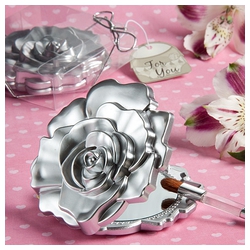 Silver Rose Compact Mirror