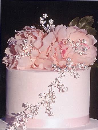 Wedding Cake Initials on Vines Of Tiny Swarovski Crystal Flowers  Ac C4014 E