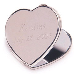 Engraved Heart Mirror Compact<BR>Free engraving<BR>No minimum order
