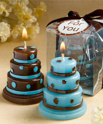 Luscious Blue And Brown Wedding Cake Candles Give in to temptation and 