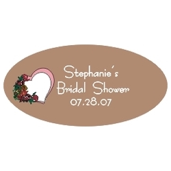 Brown Oval Label with Flowers (set of 55 labels)