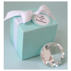 Tiffany Blue Box With Diamond Paperweight<br>(Will You Be My Bridesmaid?)