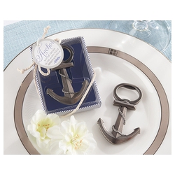 Pewter-finish metal anchor bottle open with rope detail
