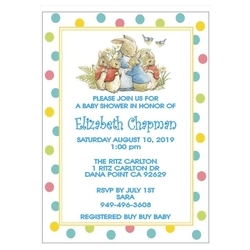 Personalized Peter Rabbit Baby Shower Invitation (3 Colors & Designs)