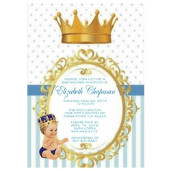 Personalized Vintage Little Prince Personalized Invitation (Caucasian or African American)