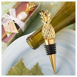 Warm Welcome Collection Pineapple Themed Gold Bottle Stopper