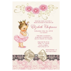 Vintage Little Princess Personalized Baby Shower Invitations(Caucasian/African American)