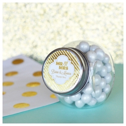 Personalized Metallic Foil Candy Jars<br>Gold,Silver,Rose Gold