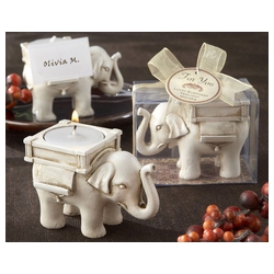 Elephant Antique Ivory-Finish Tea Light Holder