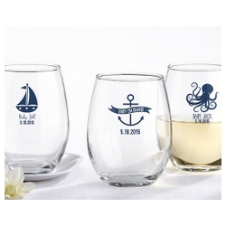 Nautical Baby Shower 9oz Stemless Wine Glass