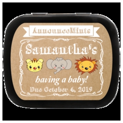   Kraft Paper Animals Personalized Baby Shower Mint Tins
