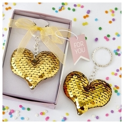 Gold/Silver Sequin Heart Keychain