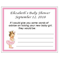 Vintage Little Princess Baby Shower Advice Card (Caucasian or African American)