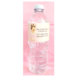 Vintage Little Princess Personalized Water Bottle Labels (Caucasian or African American)
