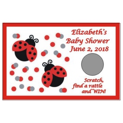 Lady Bug Personalized Scratch Off Baby Shower game (Set of 12)