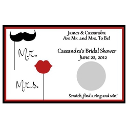 Lips & Mustache Bridal Shower Scratch Off Game (Set of 12)