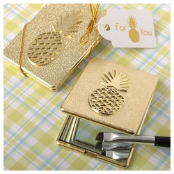 Gold Pineapple Themed Compact Mirror