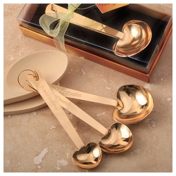 Set Of 3 Gold Stainless Steel Heart Shaped Measuring Spoons