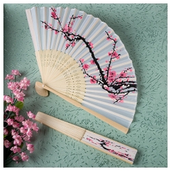 Delicate Cherry Blossom Design Silk Folding Fan