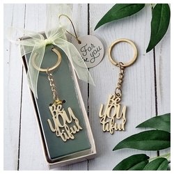 Be-You-tiful charm gold key chain