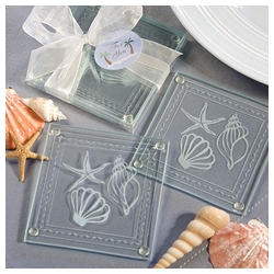 Beach Themed Glass Coasters (Set of 2)