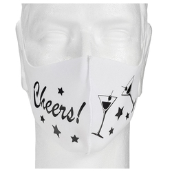 Festive White Cheers Mask For Safe Events