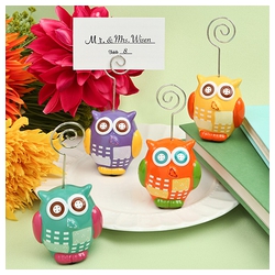 Hand Painted Ceramic Owl Design Place Card/Photo Holders