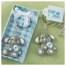 Blue Baby Elephant Key Chain