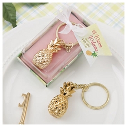 Gold Pineapple Themed Key Chain