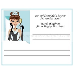 Breakfast At Tiffany's Personalized Bridal Shower Advice Card (Caucasian or African American)