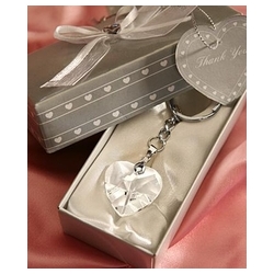 Chrome Key Chain with Crystal Heart (Set of 5) On Sale!
