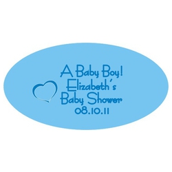 Blue with Heart Baby Oval Label