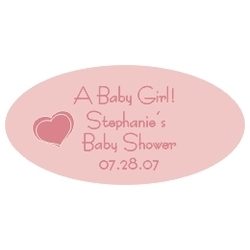 Pink with Heart Baby Oval Label