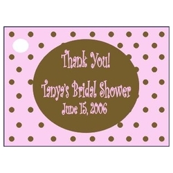 Personalized Favor Card Pink and Chocolate Dots