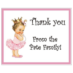 Personalized Vintage Little Princess Thank You Cards (Caucasian or African American)