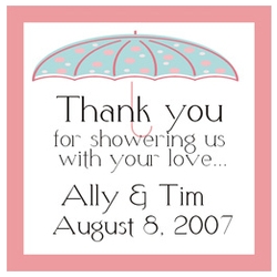 Umbrella Design Bridal Shower Square Label (Set of 20)